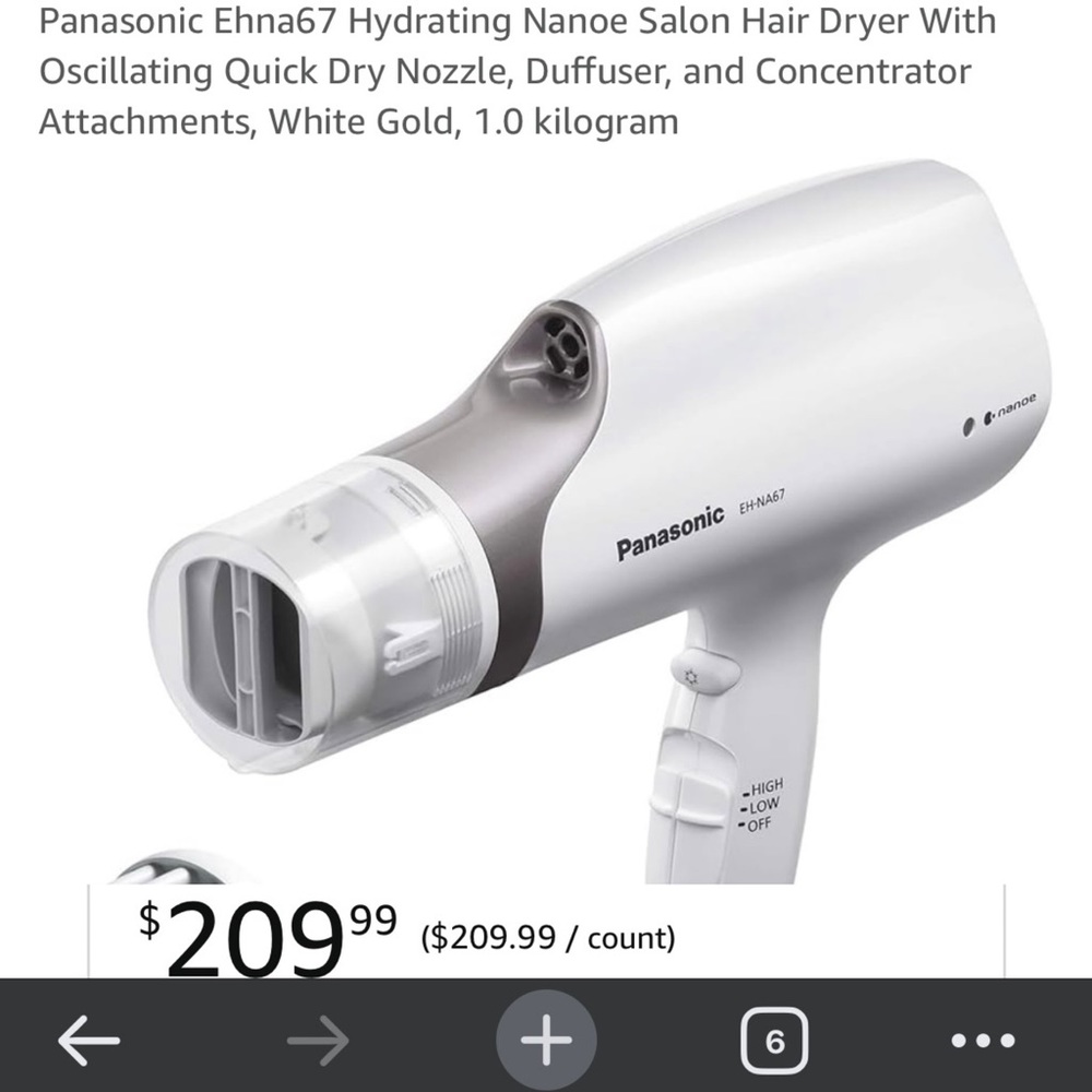 Panasonic EHNA67 ionic hair dryer